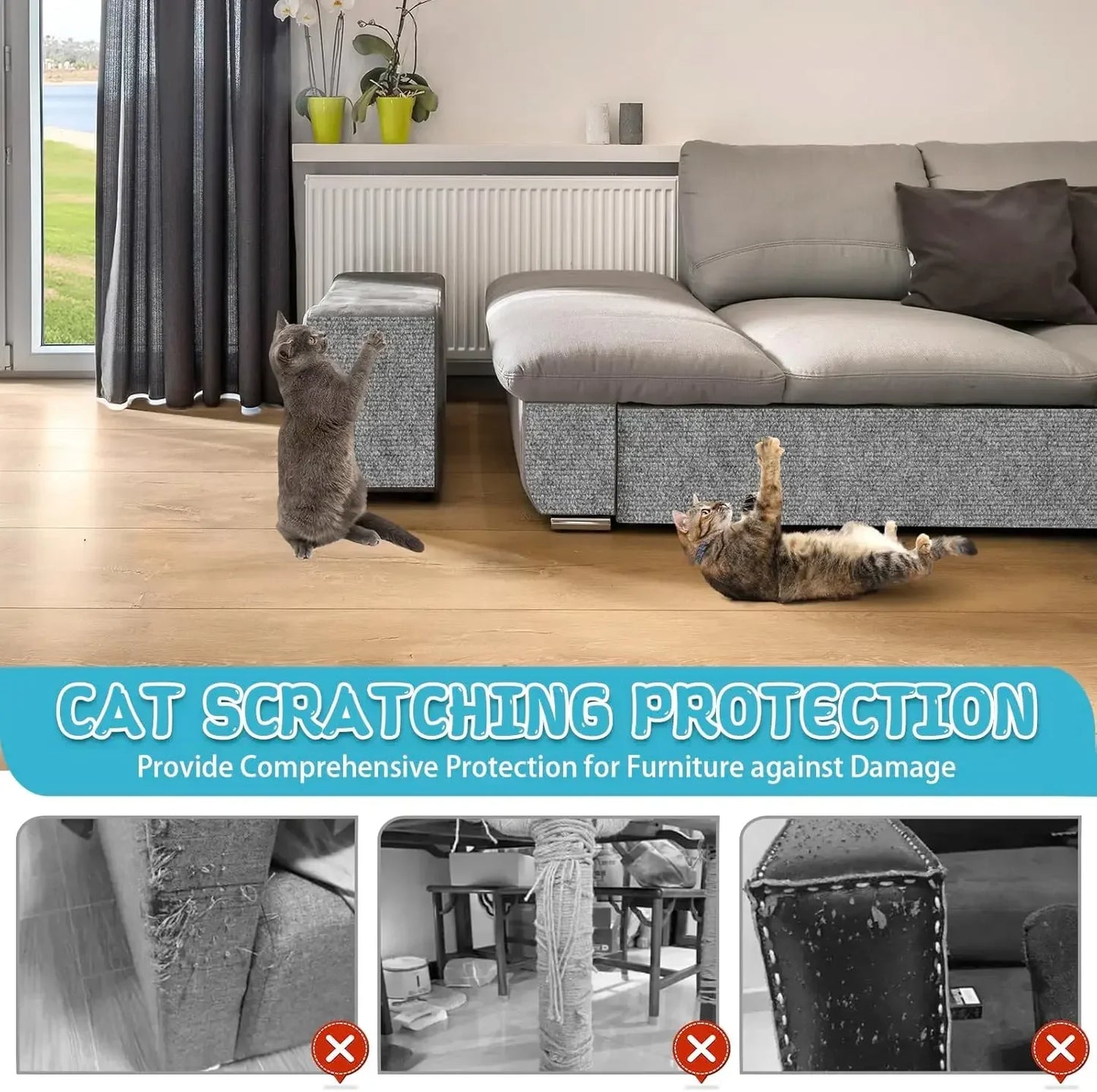 Trimmable Cat Scratching Mat Cat Scratcher Sofa Tape Scratching Post Self-Adhesive Carpet Cats Scratch Board Cat Accessories