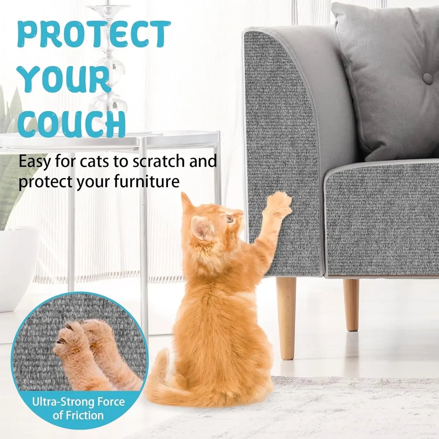 Trimmable Cat Scratching Mat Cat Scratcher Sofa Tape Scratching Post Self-Adhesive Carpet Cats Scratch Board Cat Accessories